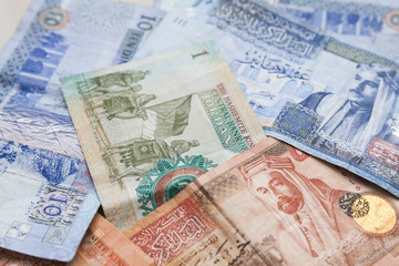 Jordanian dinars banknotes with kings
