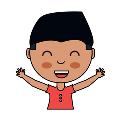 cartoon happy boy icon over white background, colorful design. vector illustration