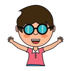 cartoon girl with glasses over white background, colorful design. vector illustration