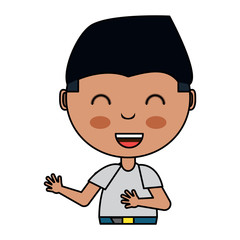 cute boy smiling  over white background, colorful design. vector illustration