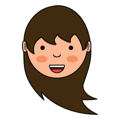 cartoon girl with long hair over white background, vector illustration
