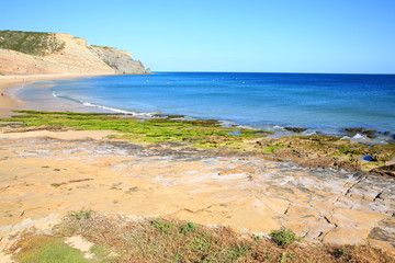 Scenic bay in Praia da Luz in Algarve, Portugal