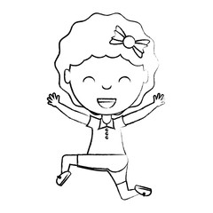 cartoon happy girl with decorative hair accessory over white background, vector illustration