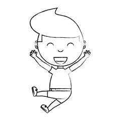 sketch of cartoon excited boy icon over white background, vector illustration
