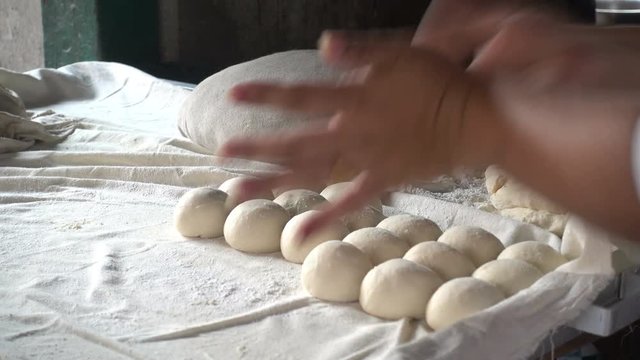 4k Molding dough to make more at a morning market in Kengtung Roti