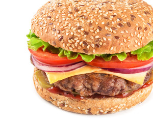 Burger isolated on white background.