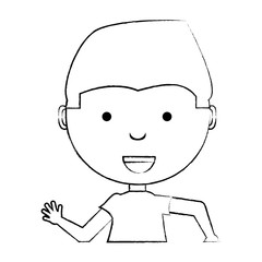sketch of cute boy smiling  over white background, vector illustration