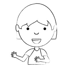 sketch of cartoon girl smiling over white background, vector illustration