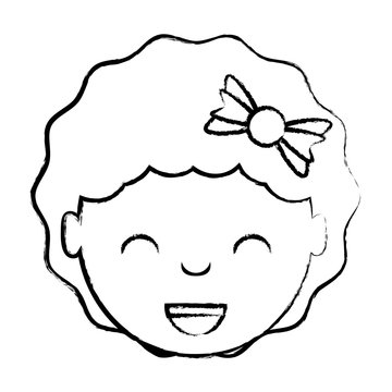 cartoon happy girl with decorative hair accessory over white background, vector illustration