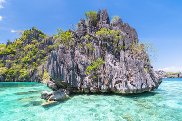Famous Lime rocks of Coron island Busuanga Palawan Philippines
