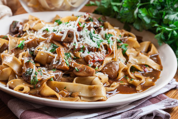 Tagliatelle pasta with champignon