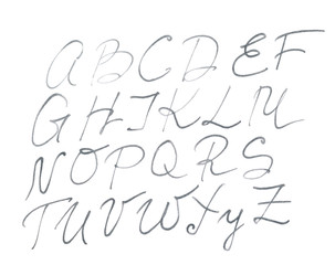 The alphabet written on white paper