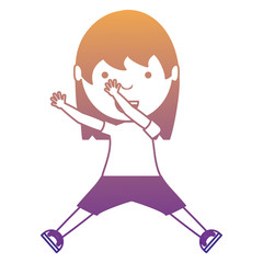 cartoon happy girl jumping over white background, colorful design. vector illustration