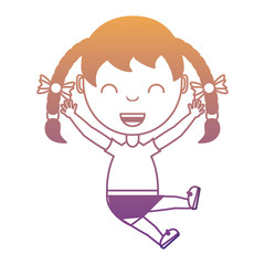 Cartoon happy girl with braids over white background, colorful design. vector illustration