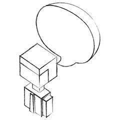 man character avatar speech bubble isometric vector illustration sketch