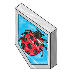 shield protection bug virus attack digital isometric vector illustration drawing