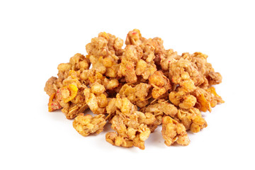 Oat Granola breakfast cereal isolated on white background