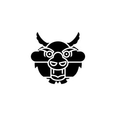 Dragon head black icon concept. Dragon head flat  vector symbol, sign, illustration.