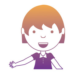 cartoon girl smiling over white background, colorful design. vector illustration