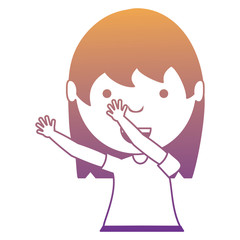 cartoon girl smiling over white background, colorful design. vector illustration