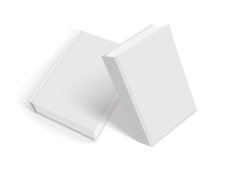 white books with thick cover isolated on white background mock up 