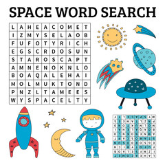 Space word search game for kids
