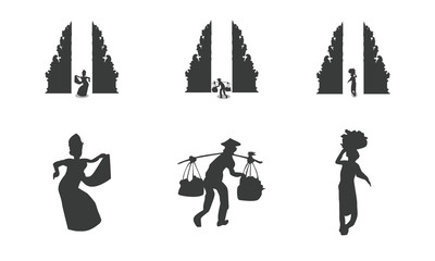 Traditional balinese architecture and people