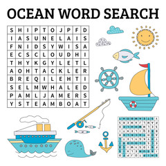 Ocean word search game for kids - 206801785
