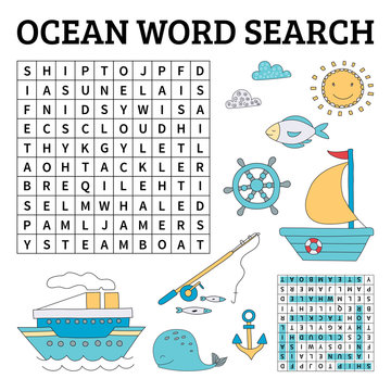 Ocean Word Search Game For Kids