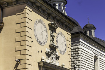 A Roman Catholic monastery on a Jasna Gora. Order of Saint Paul . Sundial. . Czestochowa, Poland.