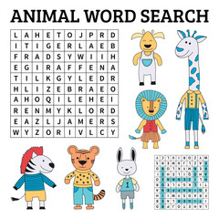 Animal word search game for kids - 206801934