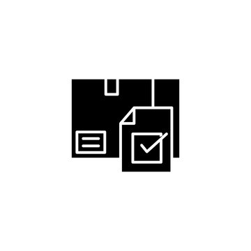 recommend clip art: Finished product black icon concept. Finished product flat  vector symbol, sign, illustration.