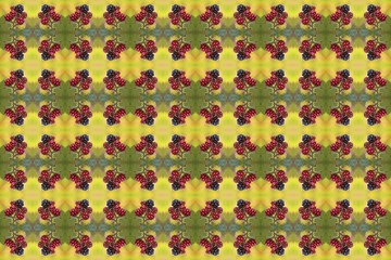 Macro seamless texture of the red and black berries of blackberries