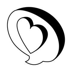 speech bubble with heart isometric icon vector illustration design