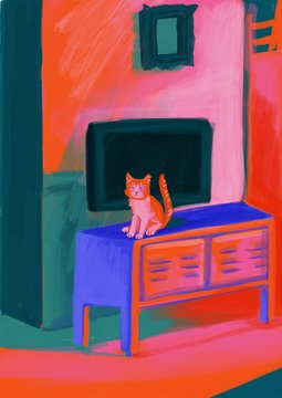 Little kitty sitting in the hall