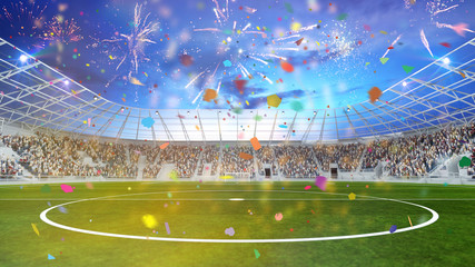 Party im Fußball Stadion bei Pokal Finale © Robert Kneschke