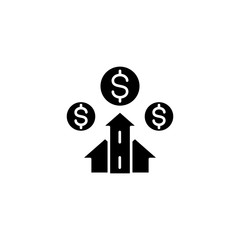 Growth of revenue black icon concept. Growth of revenue flat  vector symbol, sign, illustration.