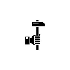 Hammer black icon concept. Hammer flat  vector symbol, sign, illustration.