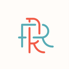 RR Letter Initial Monogram Logo Design Emblem Template. Thin Line Stroke Minimal Geometric Concept.