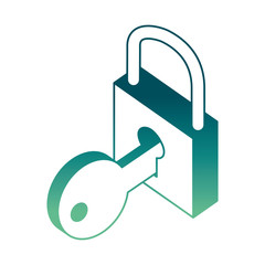 cyber security padlock key protection isometric vector illustration