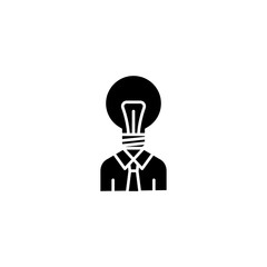 Idea man black icon concept. Idea man flat  vector symbol, sign, illustration.