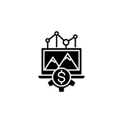 Income dynamics black icon concept. Income dynamics flat  vector symbol, sign, illustration.