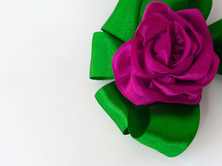 purple rose hand made from satin ribbon