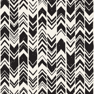 Vector seamless freehand pattern. Doodle monochrome print with hand drawn texture. Trendy graphic design.