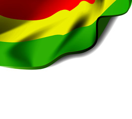 Waving flag of Bolivia close-up with shadow on white background. Vector illustration with copy space