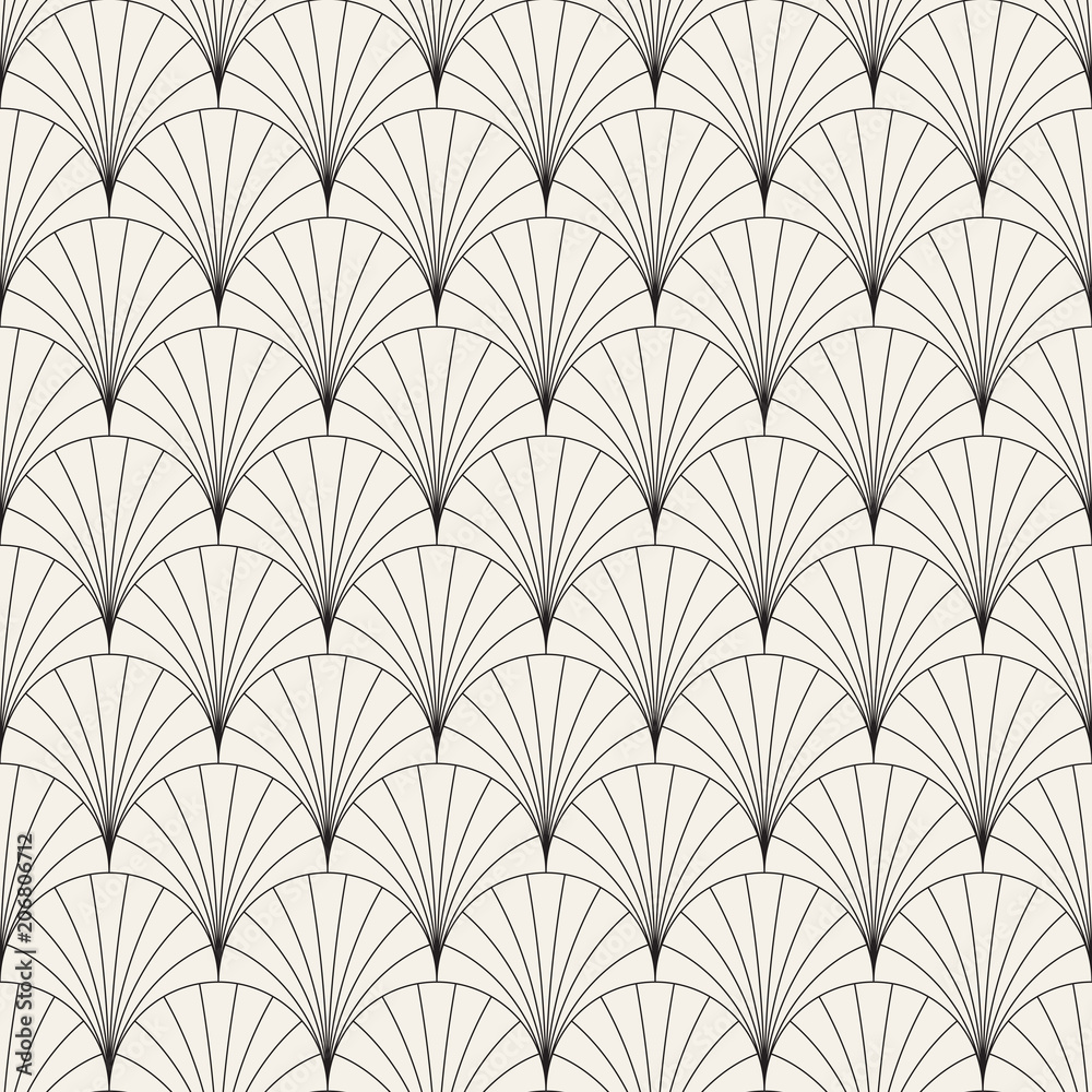Wall mural vector seamless vintage pattern of overlapping arcs in art deco style. modern stylish abstract textu
