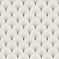 Behang Art deco Vector naadloze vintage patroon van overlappende bogen in art decostijl. Moderne stijlvolle abstracte textuur. Herhalende geometrische tegels..