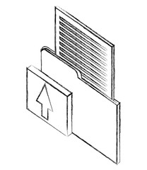 folder file document upload button isometric vector illustration sketch