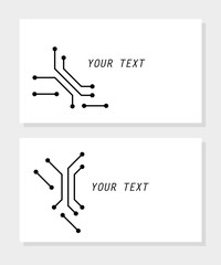 Printed circuit board black and white computer technology business card template, vector