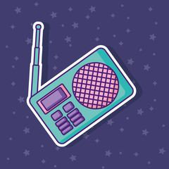 retro radio icon over purple background, colorful design. vector illustration